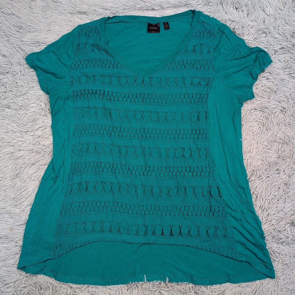 Rafaella Shirt Womens L Blouse Lace Top Comfort Casual Stretch Preppy